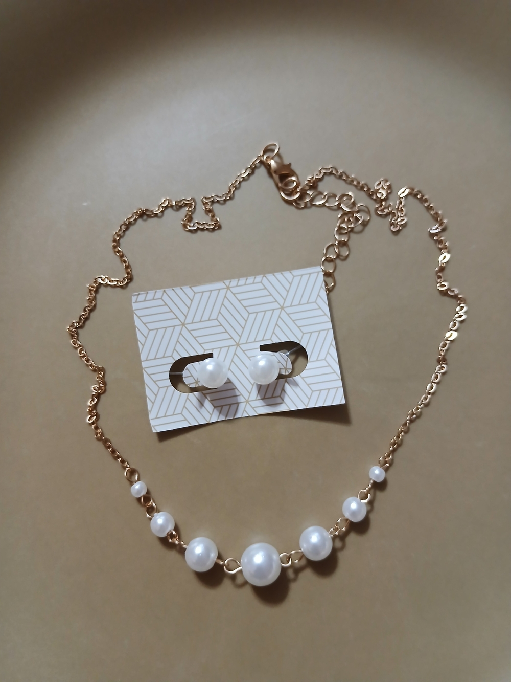 Gold Pearl Necklace and Earrings Set - Elegant White Pearls